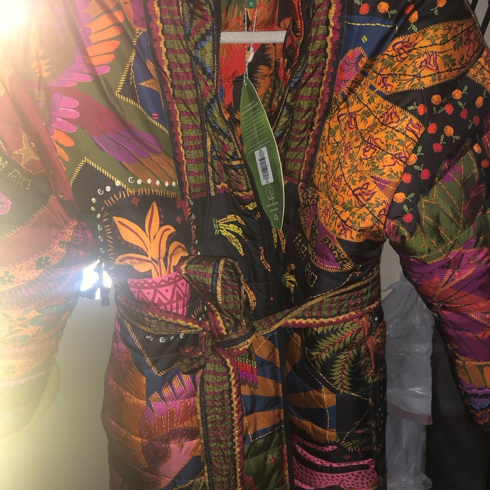 Farm Rio women’s Colorful Women's Jacket coat macaw pineapple size medium M